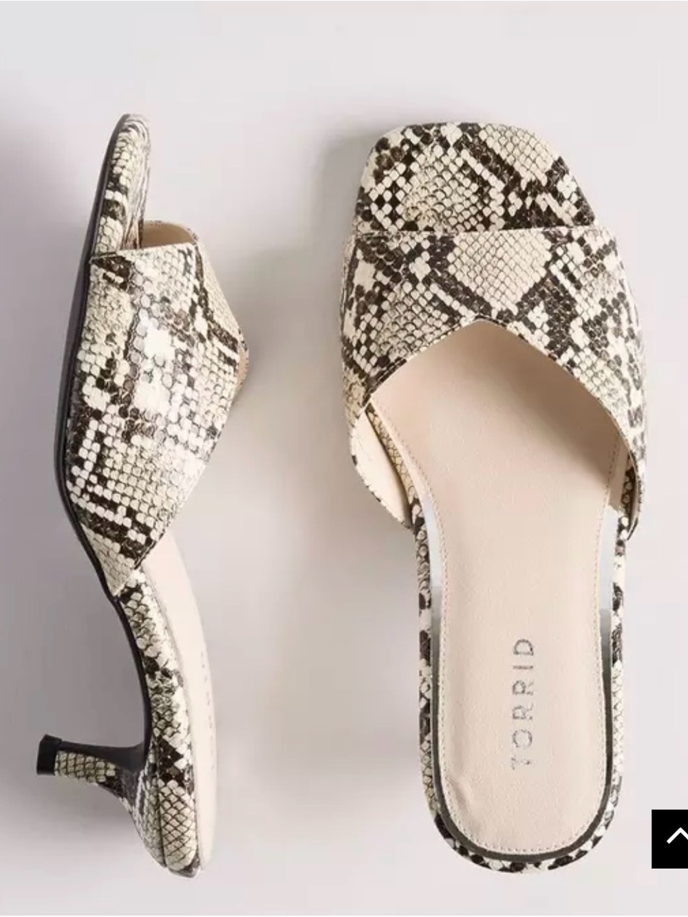 torrid Cream and Black Snake-Print Slide Kitten Heel